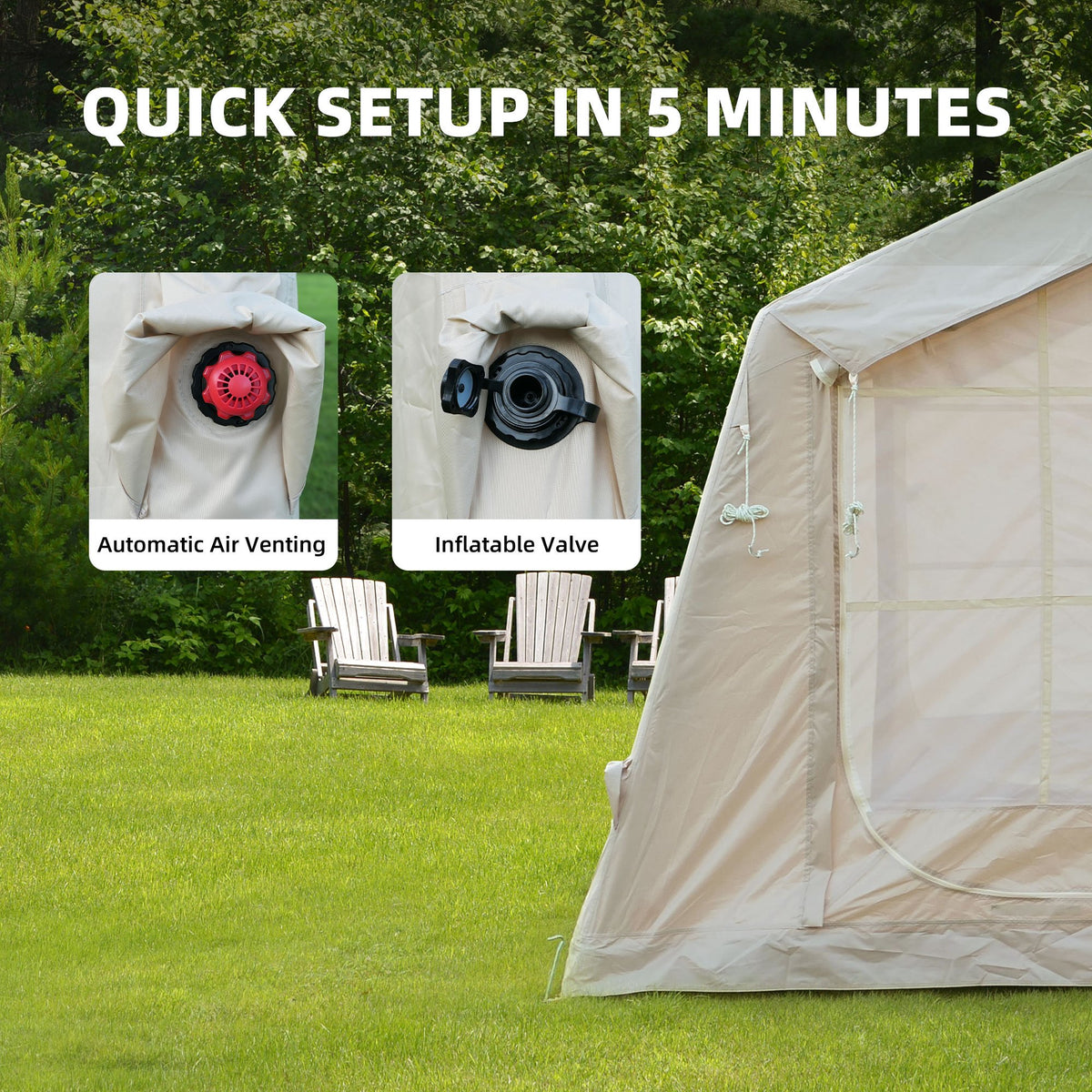 8 m ²  Inflatable Tents for Camping, Blow Up Tent with Hand Pump, Easy Setup InflatableTent 4 Season Tent, Waterproof Oxford Air Glamping Tents for Camping Adult 4/6/8 Person