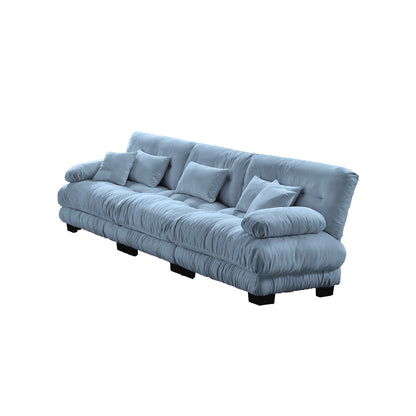 3-Seater Sectional Sofa Modular Deep Seat Sofa Couch, Chenille Sofa Soft Comfy Upholstered Furniture, Studio, Chenille Blue
