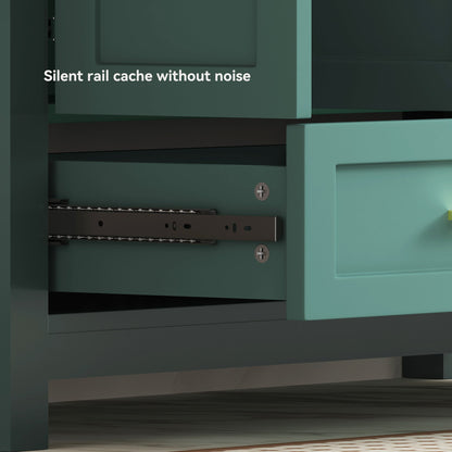 48" Green Bathroom Vanity with Resin sink Combo, Abundant Storage Cabinet -4 Soft close doors and 4 drawers