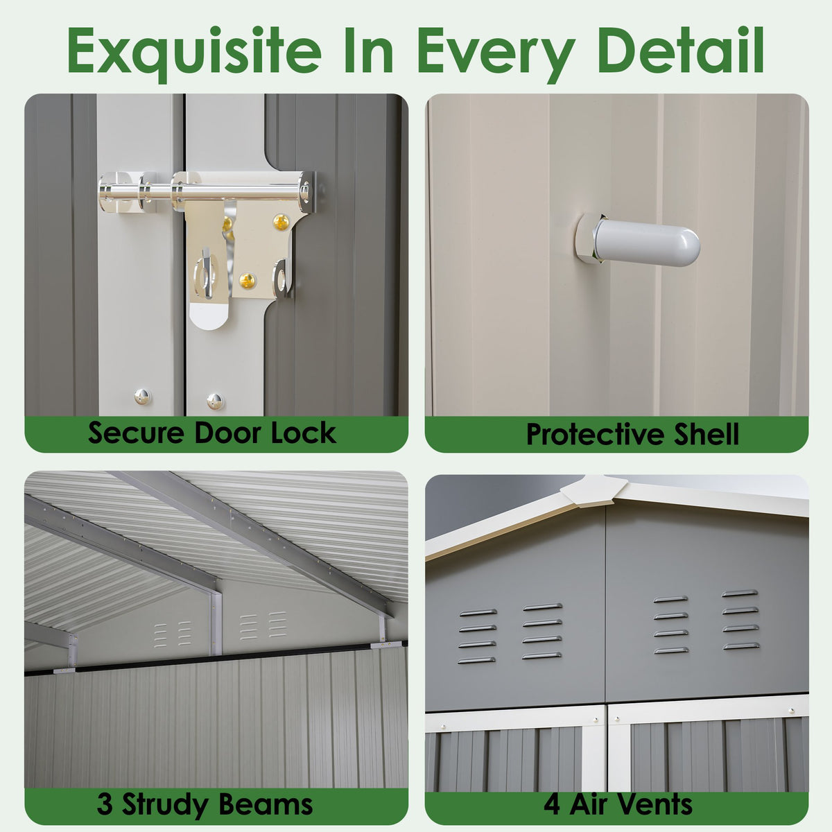 11x13 FT Metal Storage Shed with Reinforced Floor Frame Large 140.5 ft² Outdoor Garden Tool House Lockable Doors & 4 Air Vents Weatherproof