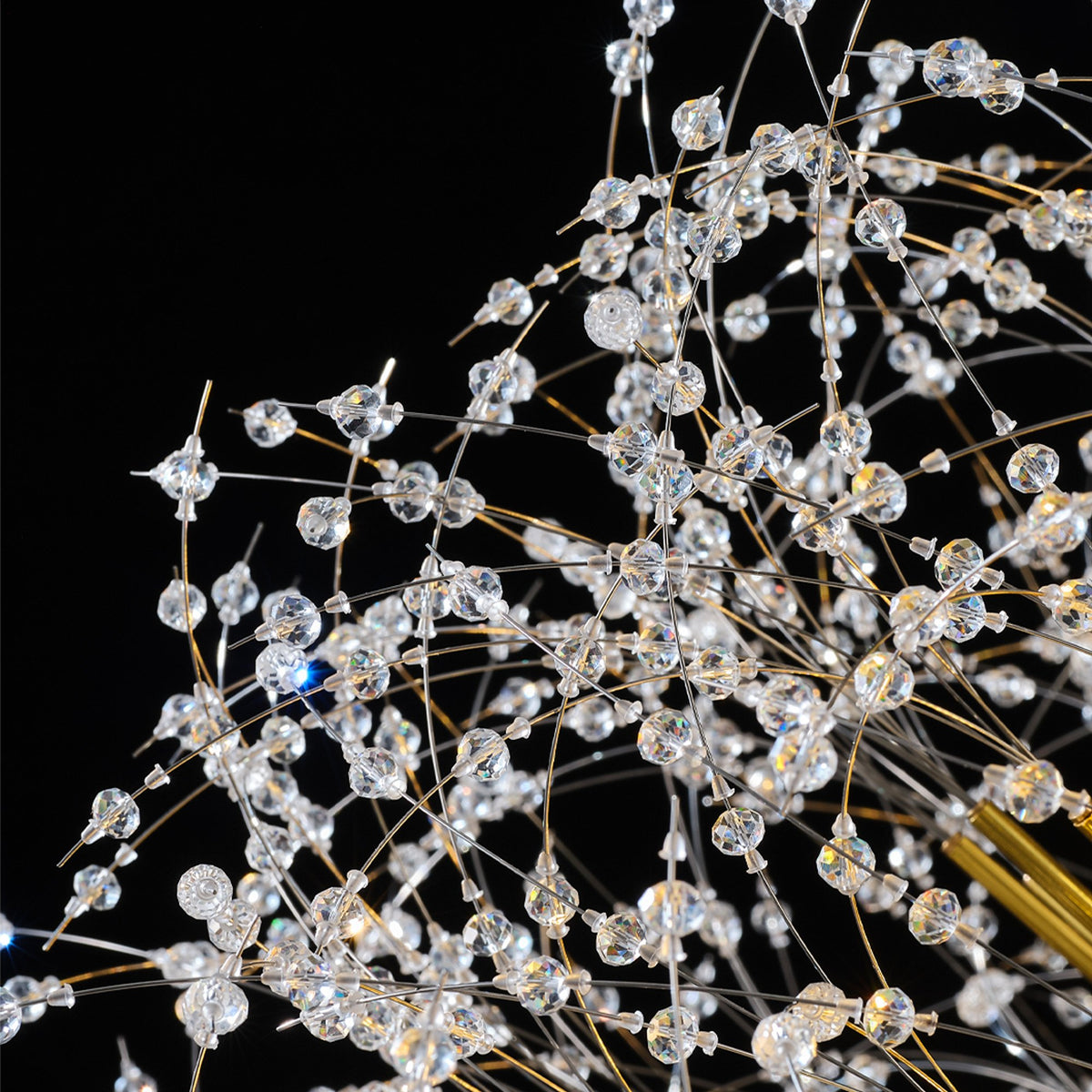 63-Inch Extra Large Dandelion Crystal Chandelier Gold Modern Light Fixture - Grand Firework Sputnik Chandelier for High Ceiling Living Room Foyer - Luxury Hanging Pendant 30 G9 LED Bulbs Included