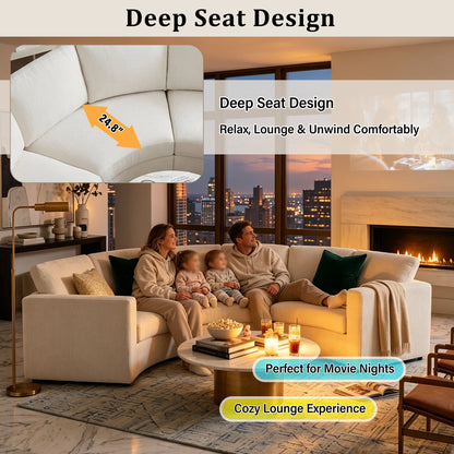 109.4'' Curved Modular Sectional Sofa, 3 Seat Semi Circular Chenille Couch with Deep Seating, Modern Round Sofa with Soft Upholstery, Contemporary Conversation Sofa for Living Room & Apartment