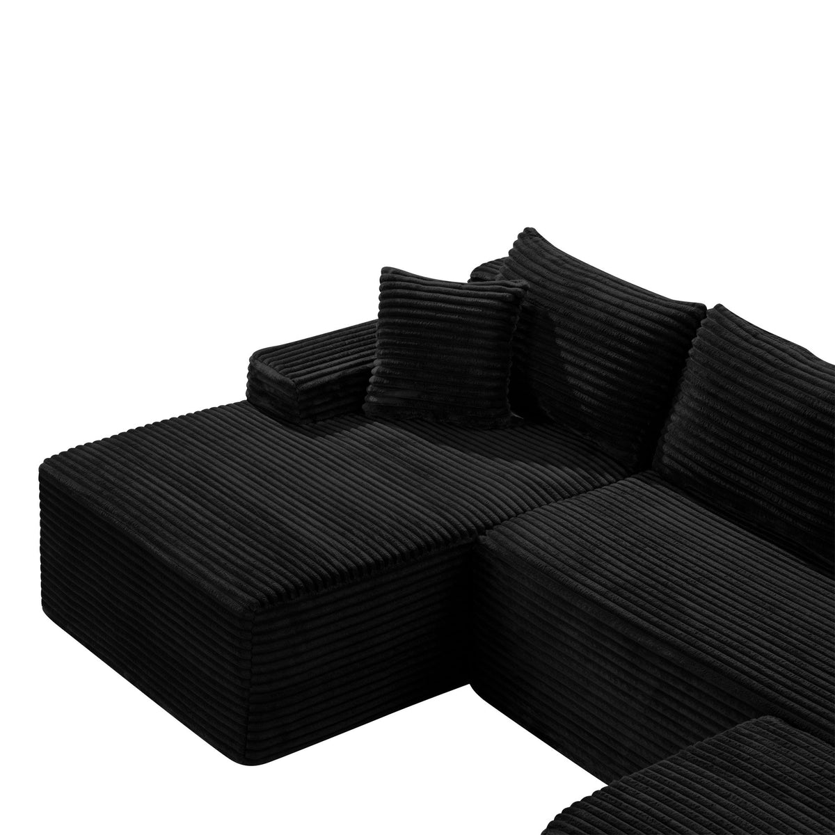 94.5" U-Shaped Cloud Sectional Sofa with Deep Seat, No Assembly Required, Modular Couches Sleeper – Black