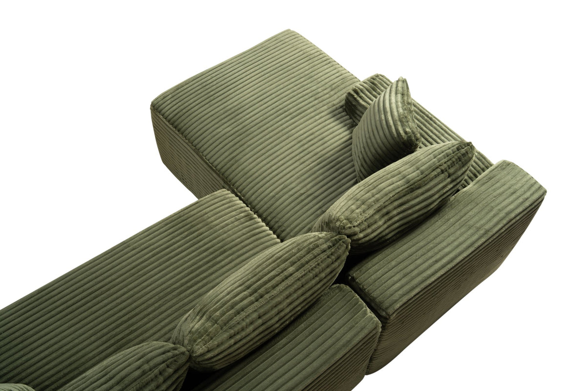 94.5" Cloud Modular Sectional Sofa Couch with L-Shape Chaise, Modern Minimalist Upholstered Couches, Deep Seat Corner Couch – Green
