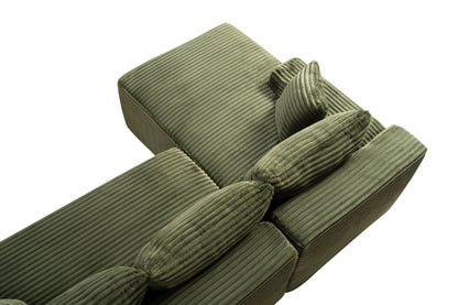 94.5" Cloud Modular Sectional Sofa Couch with L-Shape Chaise, Modern Minimalist Upholstered Couches, Deep Seat Corner Couch – Green