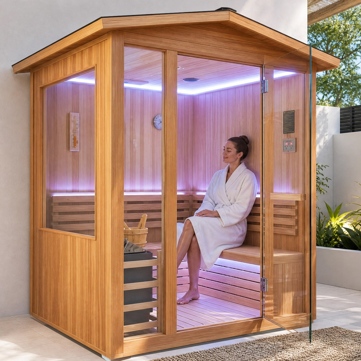 6000W 240V3-4 outdoor traditional steam sauna with fragrant cedar wood for 4 people