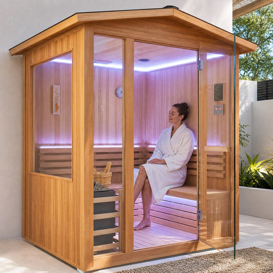 6000W 240V3-4 outdoor traditional steam sauna with fragrant cedar wood for 4 people