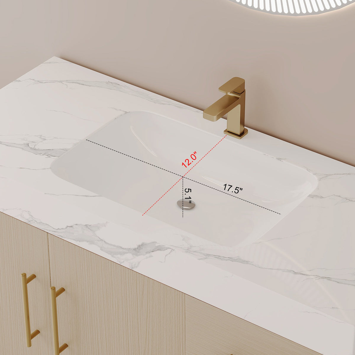 36" Modern Free-Standing Bathroom Vanity with Seamless Ceramic Sink & Sintered Stone Top