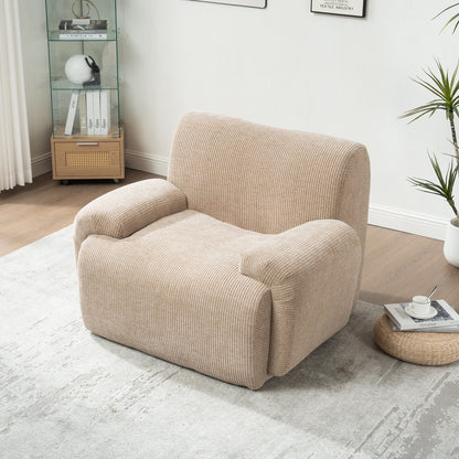 42" Wide Modern Upholstered Chenille Vertical Stripes Accent Chair, Boneless Single Sofa Chair