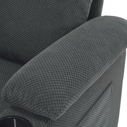 Accent Chair and Storage Ottoman Set, Versatile Single Chaise Lounge Convertible Sleeper Bed W/Reclining Backrest,Cupholders,USB-C Ports