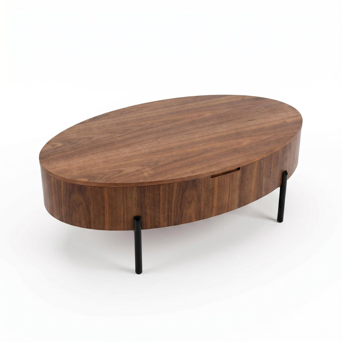 43.3-inch height-adjustable coffee table with solid wood veneer; modern-style coffee table with storage and adjustable height, suitable for living rooms, bedrooms, flats or offices; walnut colour