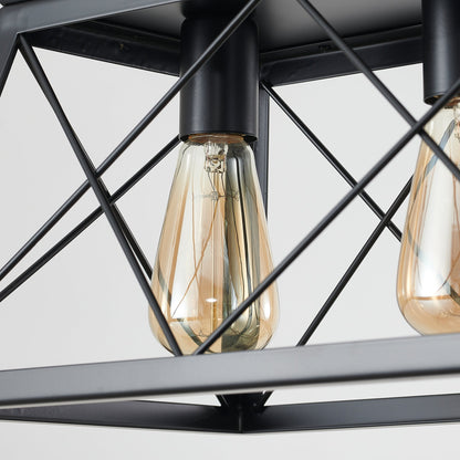 5-Light Farmhouse Chandeliers for Dining Room, Rustic Kitchen Island Lighting Pendant Light for Kitchen Dining Room Black(No Bulbs)