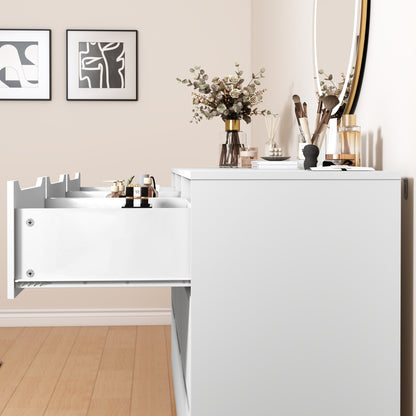 9 Drawer Dresser for Bedroom with Deep Drawers, Large Floor Wood Dressers & Chest of Drawers , Modern White Long Dressers for Closet Living Room