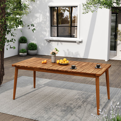 Acacia Wood Dining Table 8-Person Outdoor Table, Farmhouse Furniture for Patio, Garden, Backyard, Teak 180 LBS Weight Capacity 69"L