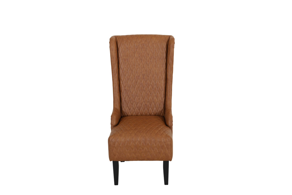 23.03 Inches Wide Faux Leather High Back Accent Chair, Comfortable Tall Wingback Chair with Tufted Upholstery & Wood Legs, Modern Side Chair for Living Room, Bedroom & Dining Room