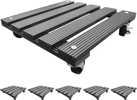6-Pack 12" Square Plant Stand with 360° Lockable Caster Wheels, 220 lbs Capacity, Heavy-Duty Weather Resistant WPC Plant Caddy for Large Planters, Indoor Outdoor