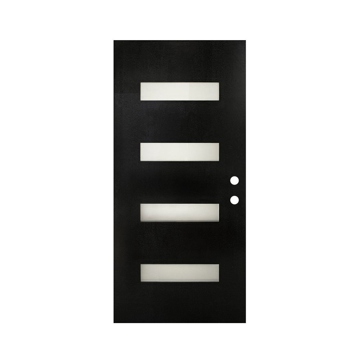 36 x 80 Fiberglass Entry Door with Brickmould, Frosted Glass, Black Finishe Knock-Down Fiberglass Door - Contemporary Style for Home's Front Entrance, Left Hand Inswing