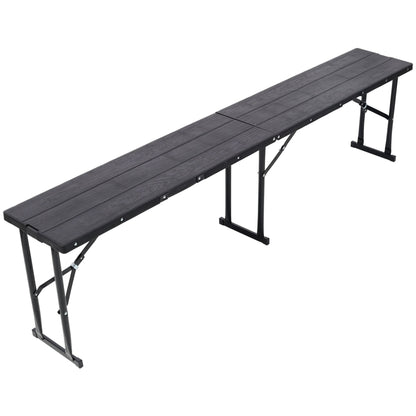 70Inch Portable Folding Picnic Table Set with 2 Benches,3‑Piece Indoor Outdoor Folding Furniture Set,Wood Grain Tabletop for Camping,Backyard Party,Picnic,Wedding Gatherings,Black