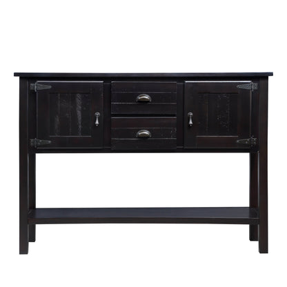 48'' Solid Wood Sideboard Console Table with 2 Drawers and Cabinets and Bottom Shelf