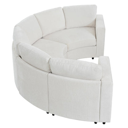109.4'' Curved Modular Sectional Sofa, 3 Seat Semi Circular Chenille Couch with Deep Seating, Modern Round Sofa with Soft Upholstery, Contemporary Conversation Sofa for Living Room & Apartment