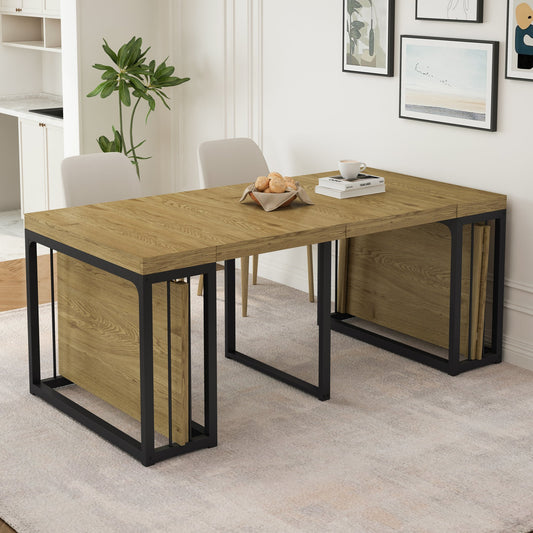 23.62" - 118" Stretching Length, Modern Extendable Dining Table, Seats 2-10 People, Space-Saving Wood Dining Table
