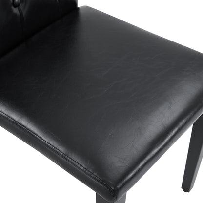 4-pack black PU dining chairs: ergonomic buckle backrest, 35 inches high, black metal legs