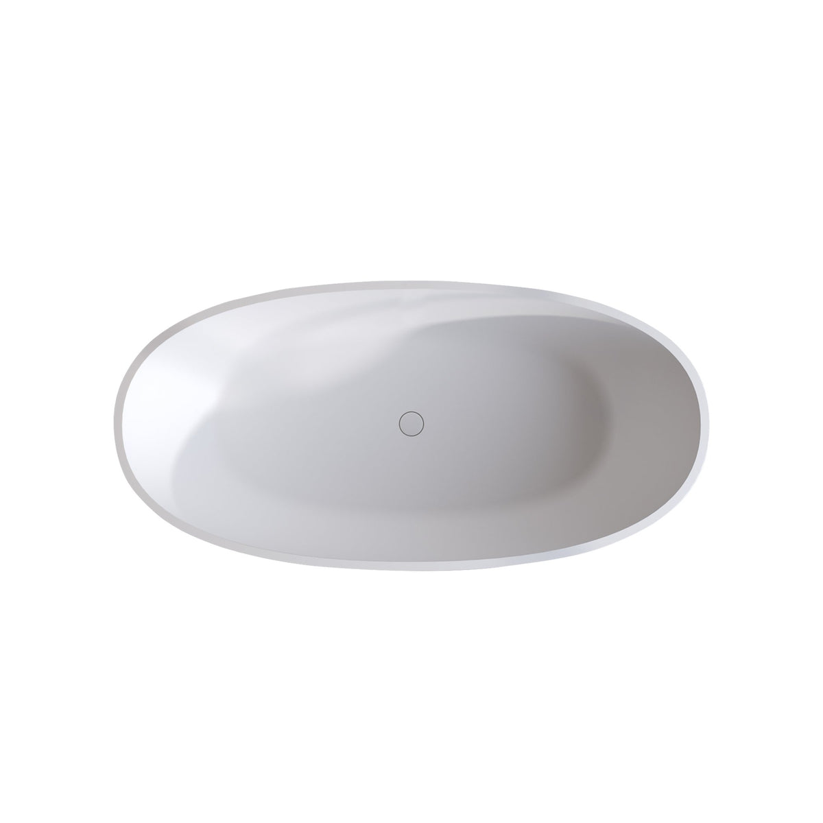 63″Solid Surface Matte Tub, Solid Surface Soaking Tub, Stone Resin Freestanding Bathtub, Thick Edge Stand Alone Tubs with Overflow