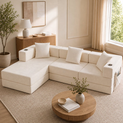 108'' Modular Sectional Sofa with L-Shape Chaise, Boneless Cloud Couch with Deep Seat