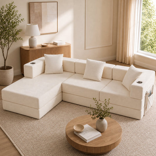 108'' Modular Sectional Sofa with L-Shape Chaise, Boneless Cloud Couch with Deep Seat
