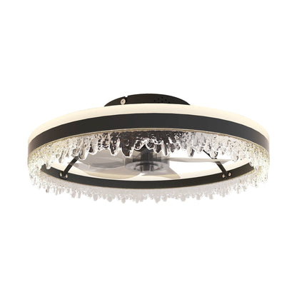 20-inch Black Smart Ceiling Fan Light with Silent Function, Multi-Speed Adjustment, Study Room