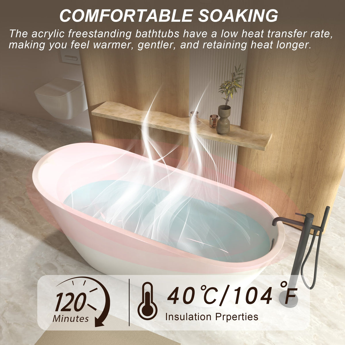 59" Special-Shaped Freestanding Slipper Bathtub in Gloss White with Chrome Overflow & Pop-Up Drain, Pure Acrylic Construction