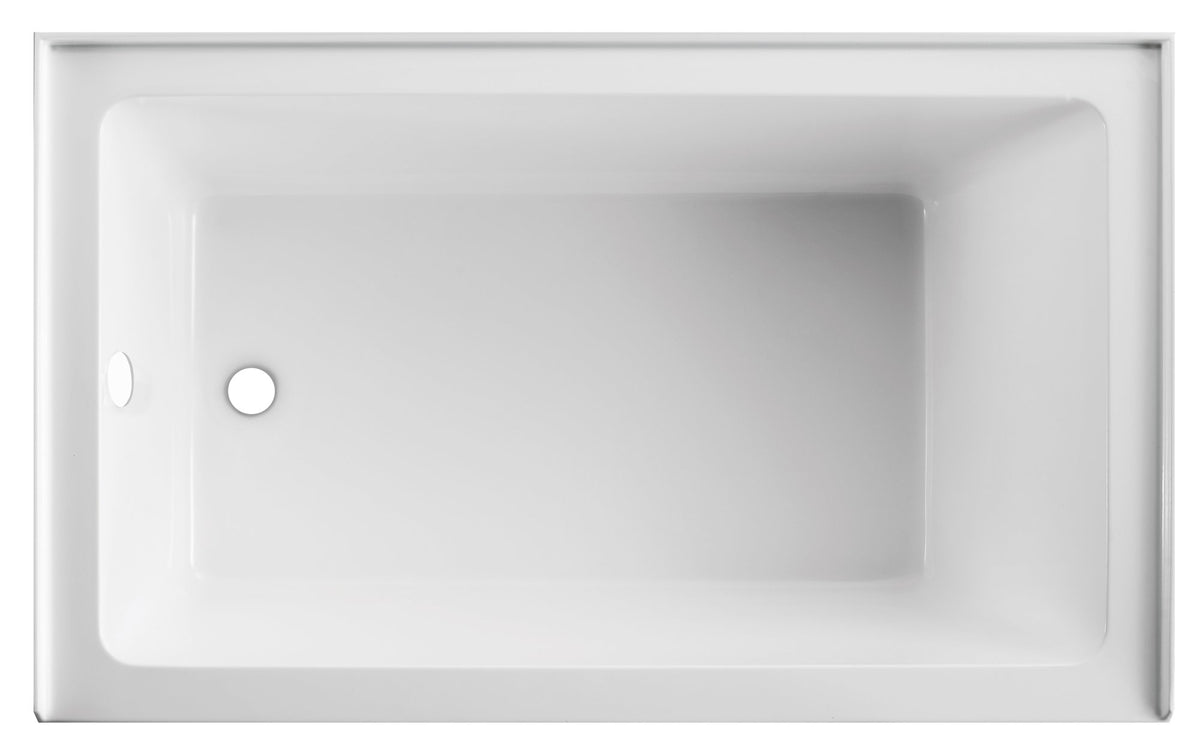 60" x 36" Alcove Bathtub, Acrylic Soaking Tub with Ergonomic Backrest, Anti-Slip Base, Left Drain, Glossy White