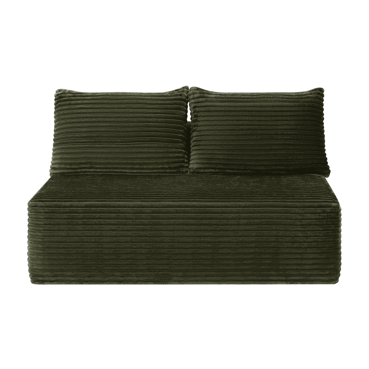58-inch 2 seat median longue with plush Beige velvet, cup holder, flexible matching, mainly for living room use. (Plush Fabric)Green