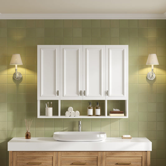 36" Modern Bathroom Cabinet with 3 Adjustable Shelves, Wall-Mounted Medicine Cabinet for Bathroom, Soft-Closing Hinges, Open Shelving Design