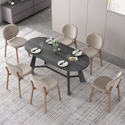 70.86 Inch Oval Dining Table, Rustic Style Dining Room Table with Tapered Legs