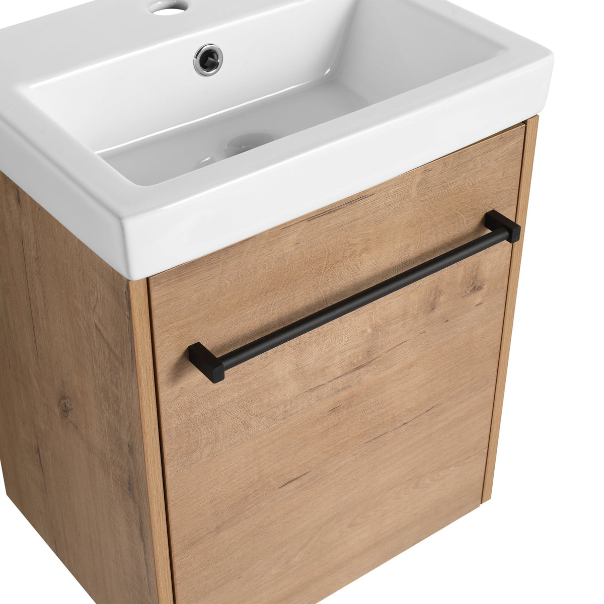 18'' Floating Wall-Mounted Bathroom Vanity with Ceramic Sink & Soft-Close Cabinet Door, For Small Bathroom