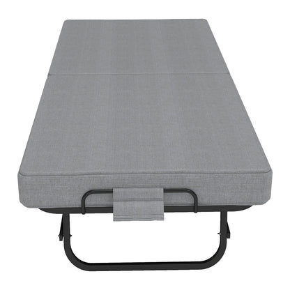 75" Folding Bed with Memory Foam Mattress, 4 Lockable Wheels Portable & Space Saving, Reinforced Steel Frame Quietly Supports 450 lbs, Folds Upright – Essential for Small Apartments & Guest Rooms