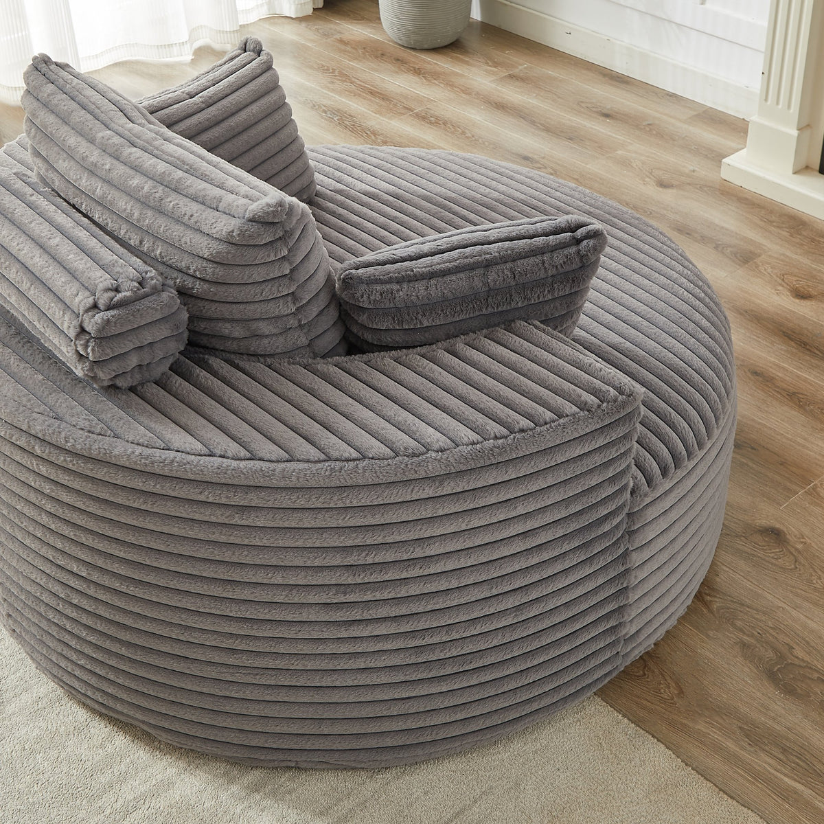 55'L Corduroy Sponge single sofa, No Assembly Required, Fluffy Modern Sleeper Chair, Lounge and Projection Room(Not a swivel chair.)