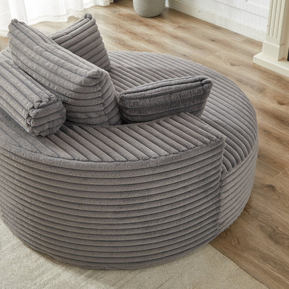 55'L Corduroy Sponge single sofa, No Assembly Required, Fluffy Modern Sleeper Chair, Lounge and Projection Room(Not a swivel chair.)