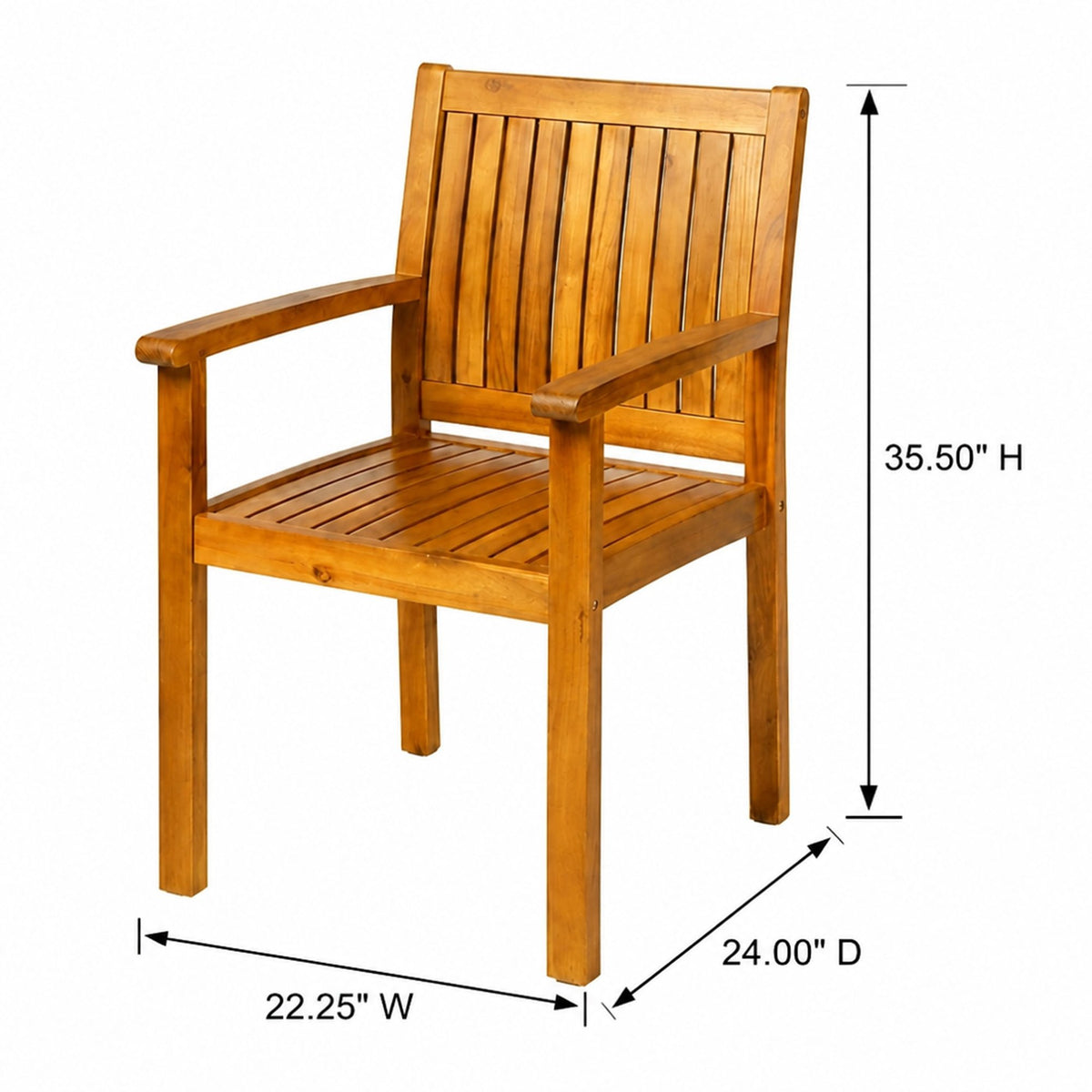9‑Piece Acacia Wood Outdoor Dining Set, 64" Square Teak Finish Wooden Patio Table with 8 Arm Chairs, Slatted Tabletop & Chair Back, Ideal for Backyard Garden Patio