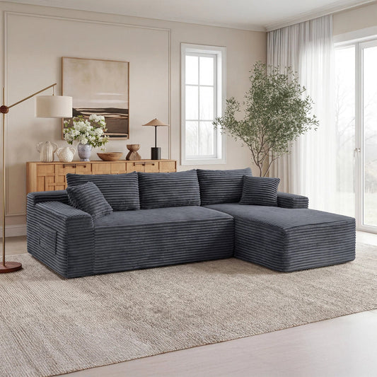 94.5" Cloud Modular Sectional Sofa Couch with L-Shape Chaise, Modern Minimalist Upholstered Couches, Deep Seat Corner Couch – Model W5515P479905