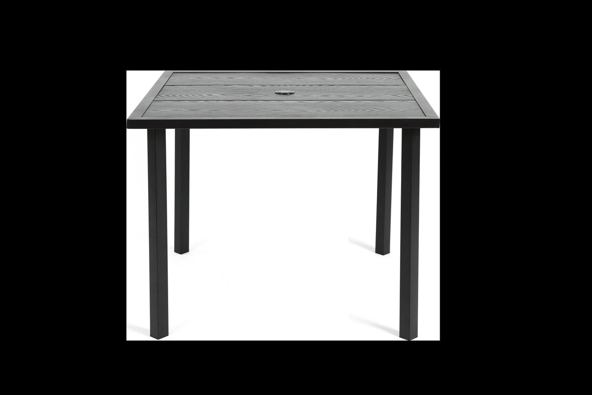 5-Piece Wicker Outdoor Table and Chairs, Patio Dining Set w/Square steel Tabletop and Umbrella Hole, Patio Table and Chairs Set for Backyard Deck Balcony Front Porch