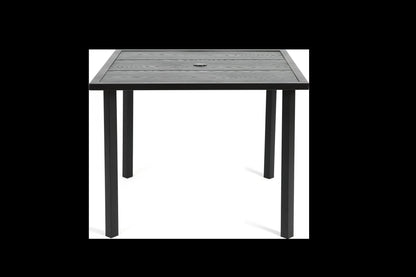5-Piece Wicker Outdoor Table and Chairs, Patio Dining Set w/Square steel Tabletop and Umbrella Hole, Patio Table and Chairs Set for Backyard Deck Balcony Front Porch