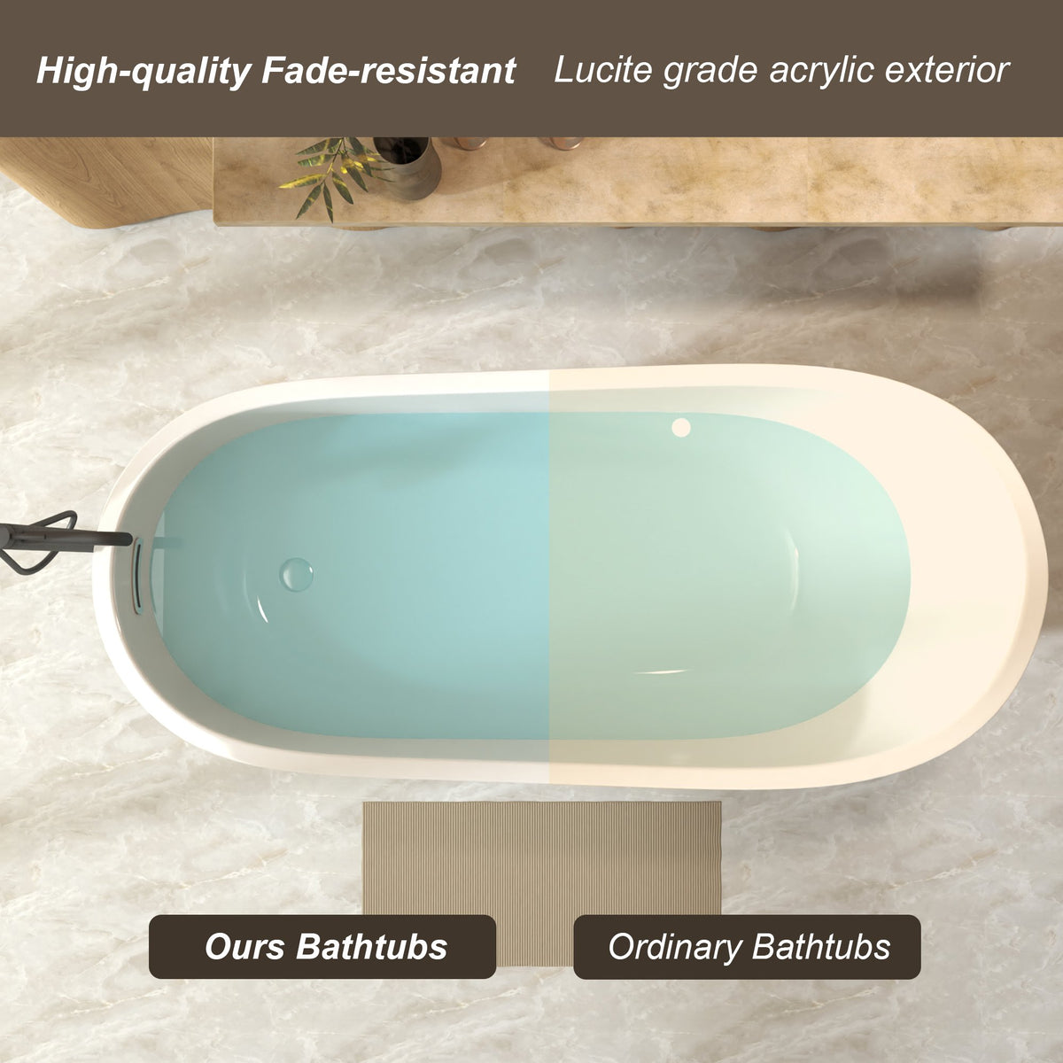 59" Special-Shaped Freestanding Slipper Bathtub in Gloss White with Chrome Overflow & Pop-Up Drain, Pure Acrylic Construction