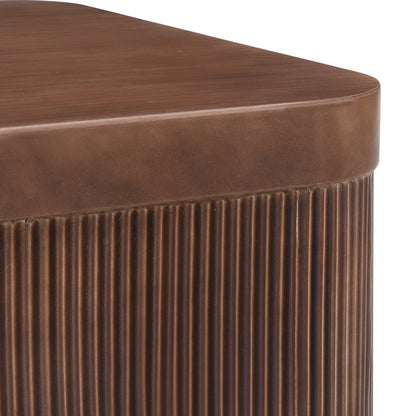 32"Modern Square Outdoor and Indoor Striped Waterproof Coffee Table, Durable MgO Cement Design, Suitable for Terraces, Gardens, Backyards and Living Rooms(Brown)