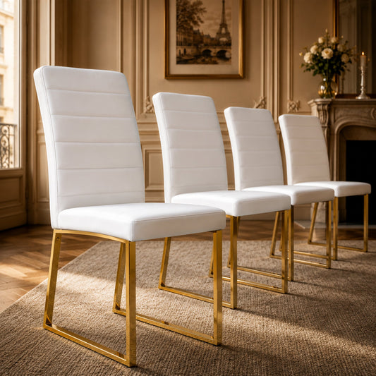 4-Pack - Heavy-duty chairs set: 2.1" thick cushion, iron frame, perfect for home or office. Classic colors, great value