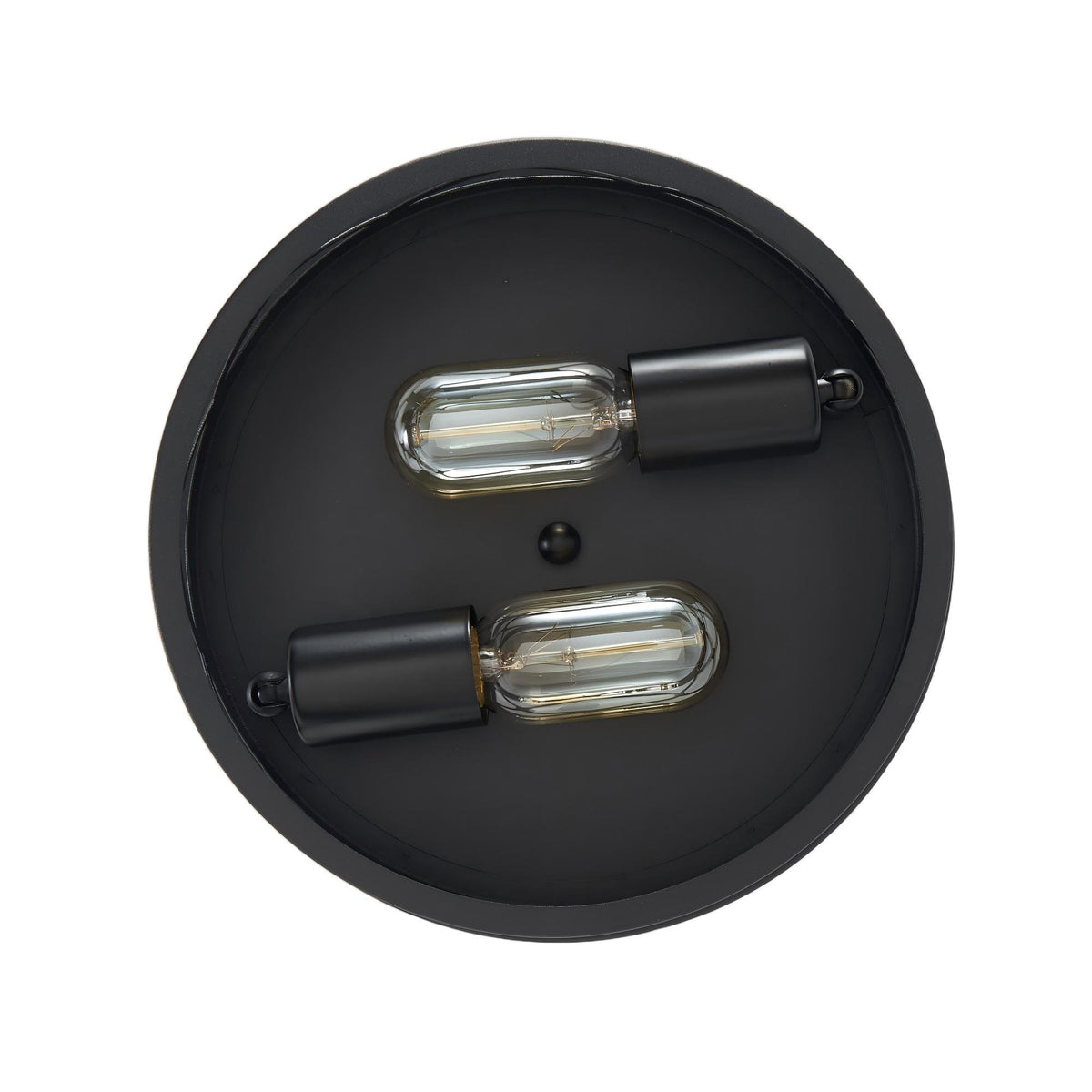 2 Pack 2-Light Matte Black Industrial Flush Mount Ceiling Light, Farmhouse Round Ceiling Lamp for Hallway Kitchen Entryway(No light bulb)