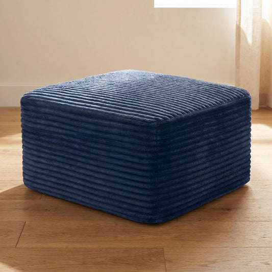 37.5" Corduroy Square Upholstered Ottoman, Soft Padded Foot Stool for Living Room Bedroom Decor
