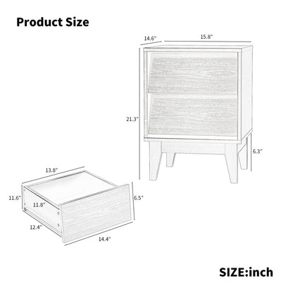 2 Set Nightstands Features Vintage-style and Bevel Design, Made of MDF, Mid Century Modern Nightstand, Night Stand – Black