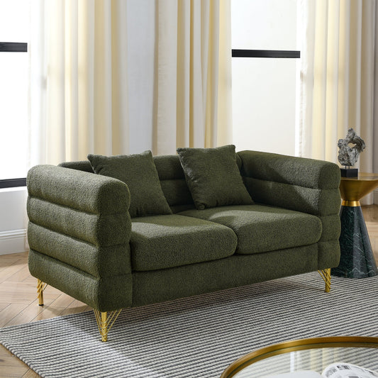 60Inch Oversized 2 Seater Sectional Sofa, Living Room Comfort Fabric Sectional Sofa-Deep Seating Sectional Sofa